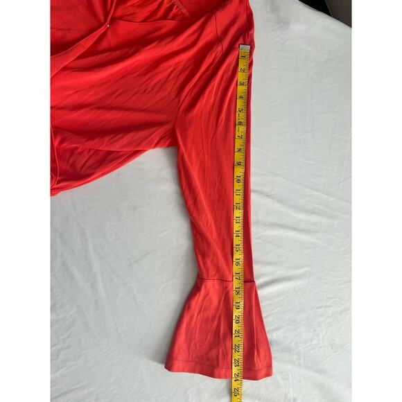 Soft Surroundings Draped Front V-Neck Blouse Womens Size XL Orange Bell Sleeve - Picture 8 of 8